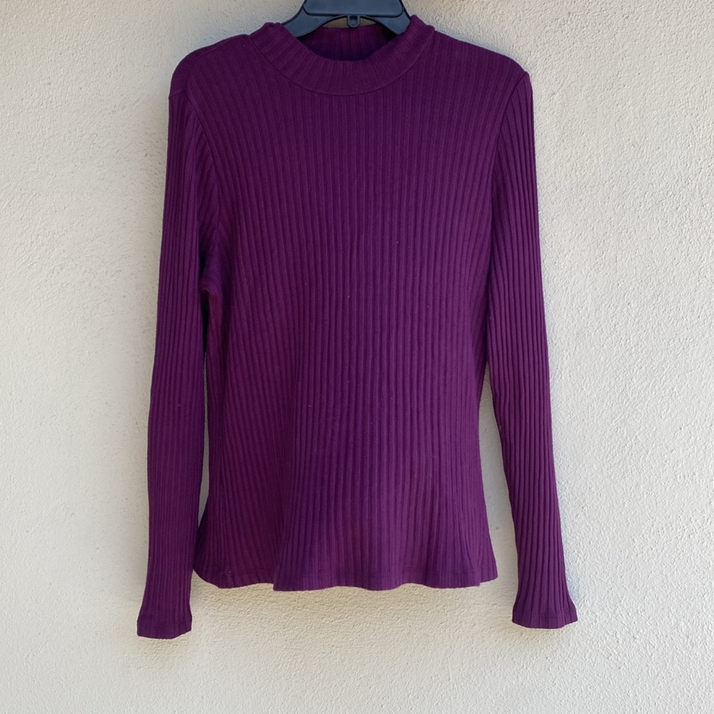 Liverpool Los Angeles Ribbed Knit Top - Burgundy